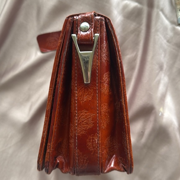 Rossini Rust Brown Embossed Leather Crossbody Bag Adjustable Strap Structured - Picture 6 of 11